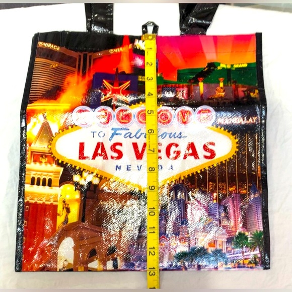 LAS VEGAS reusable tote shopping bag Welcome to Las Vegas scene size 13x13  NEW - Picture 4 of 9
